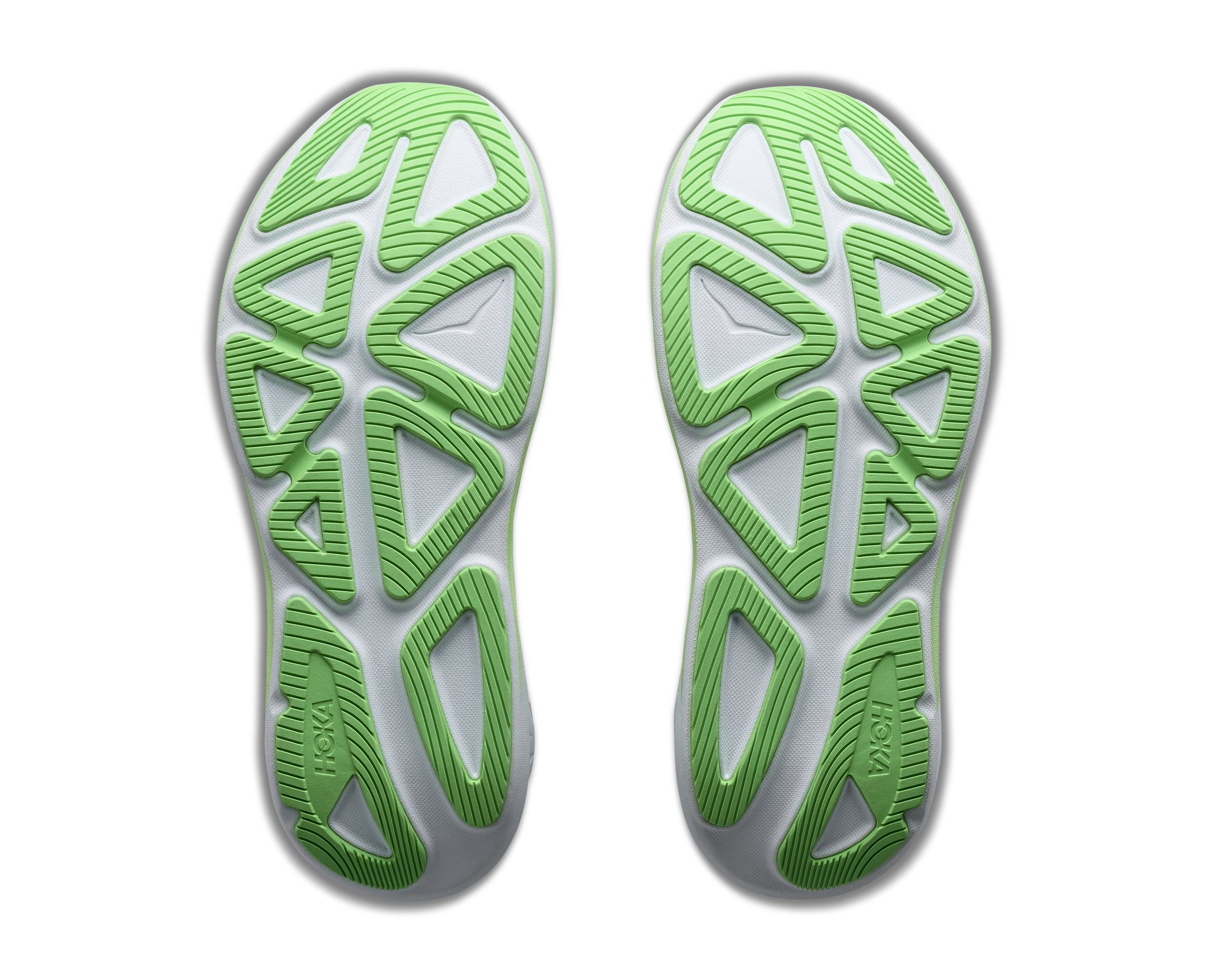 hoka clifton pro womens, fast lightweight cushioned road runing shoe, white with lime green sole 