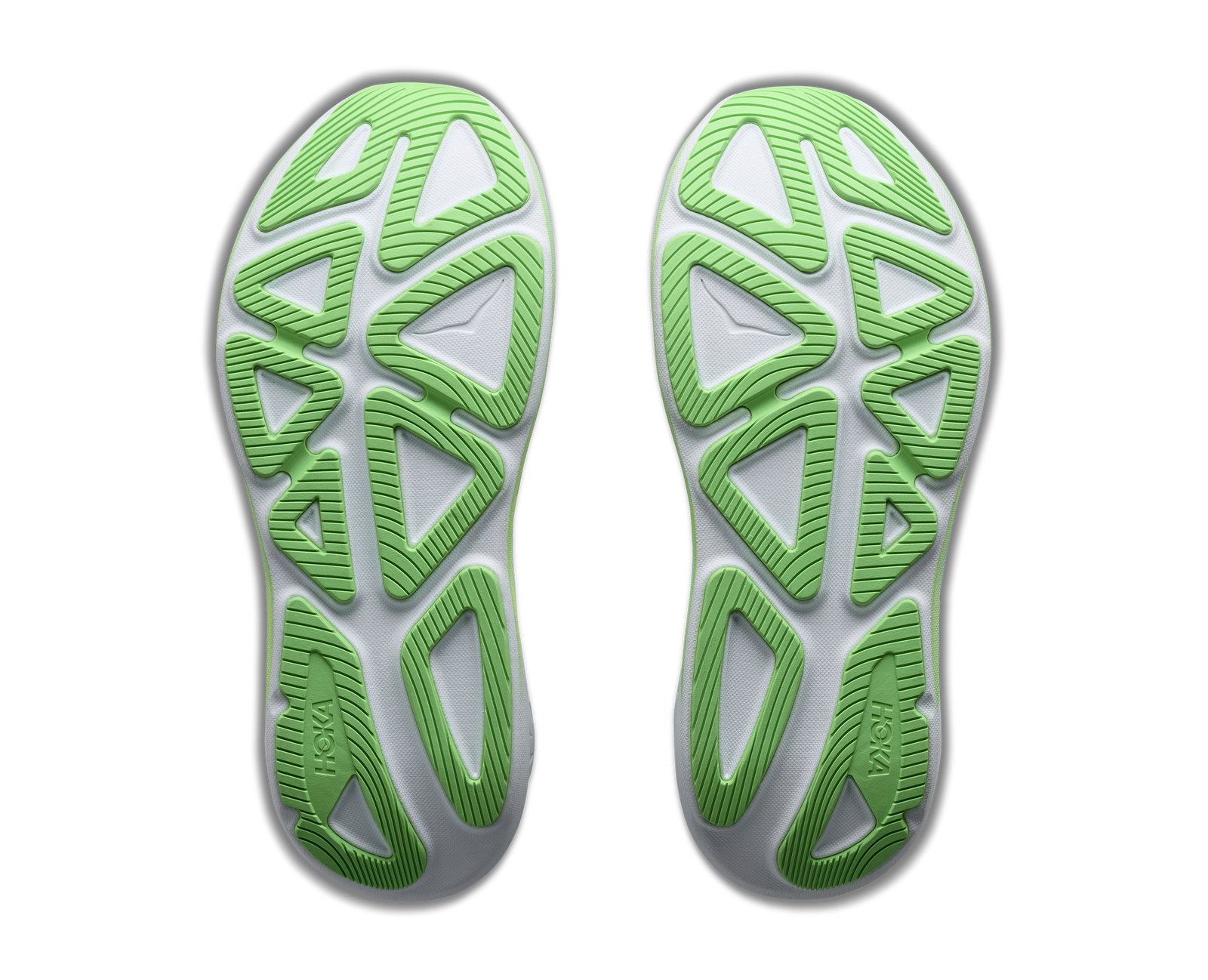 hoka clifton pro womens, fast lightweight cushioned road runing shoe, white with lime green sole 