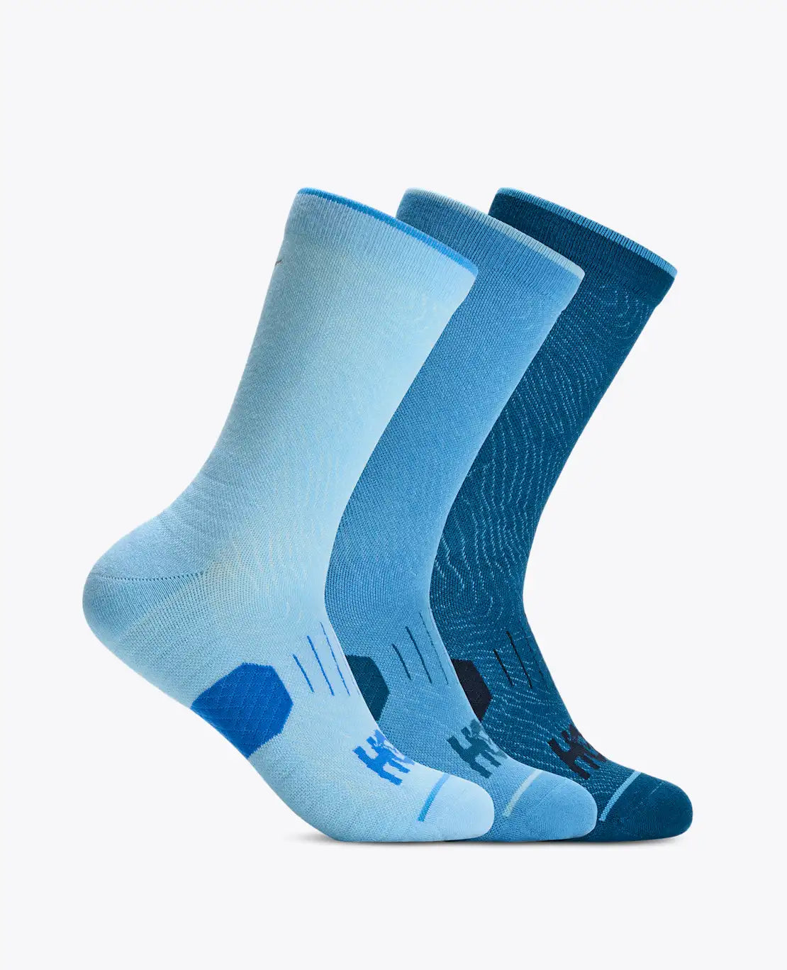 Pack of three run crew socks from hoka in blue colour