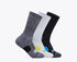 Hoka crew run sock 3 pack white black grey side profile