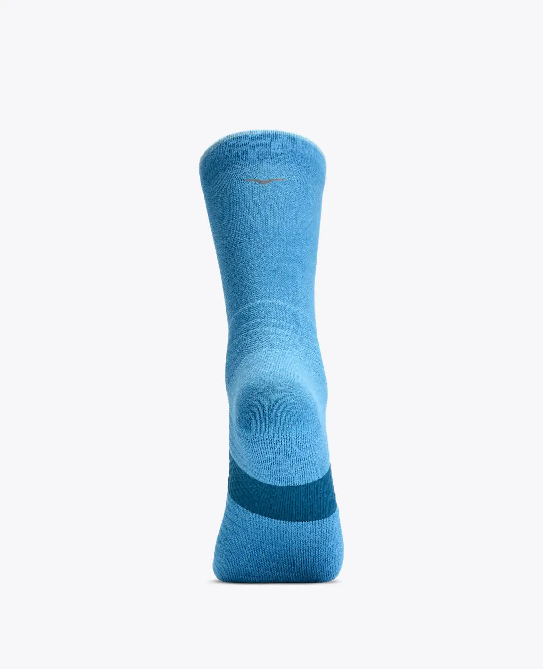 Back of a Hoka crew run sock, showing hoka logo, part of a 3 pack