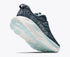 hoka gaviota 6 for women, cushioned stability shoe for road running and walking, navy colour with light blue details, side profile of shoe on a white background