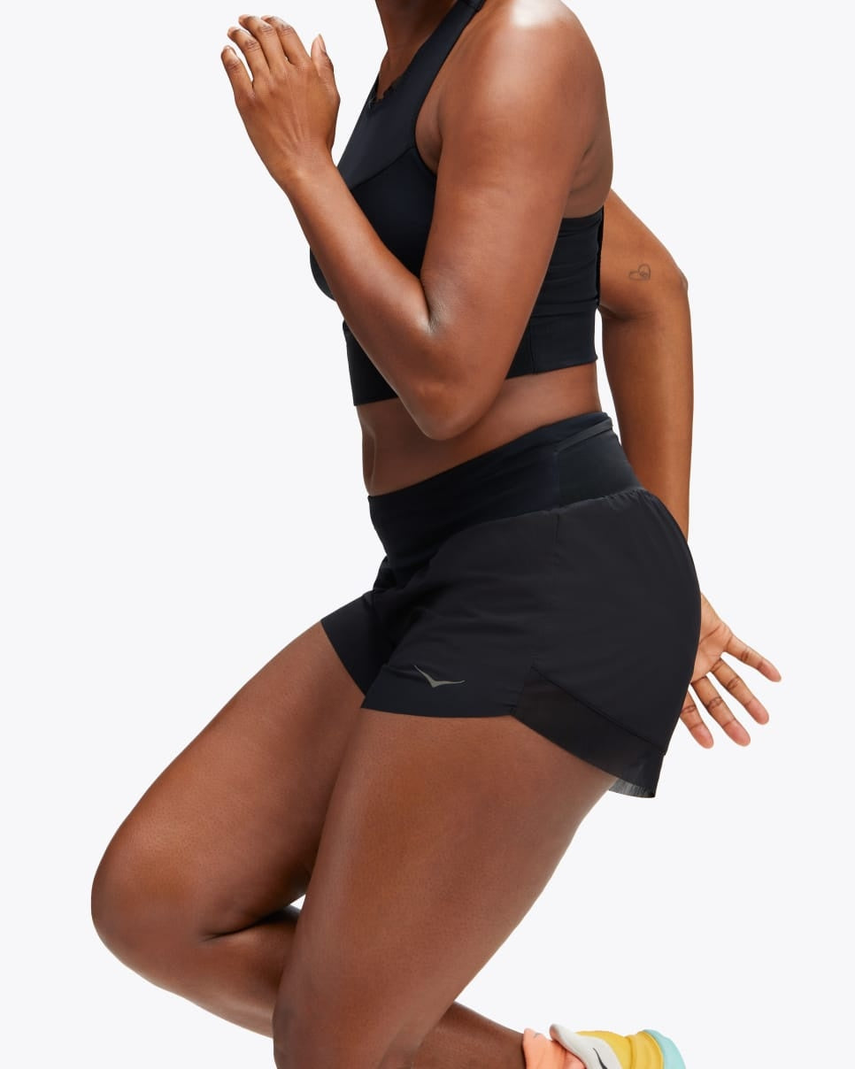 Hoka glide 4 short black action side model