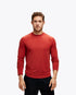 Man wearing hoka long sleeve running top in red colour