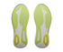 hoka mach 7 mens, lightweight fast road running shoe, neon green and yellow with white, sole of shoe