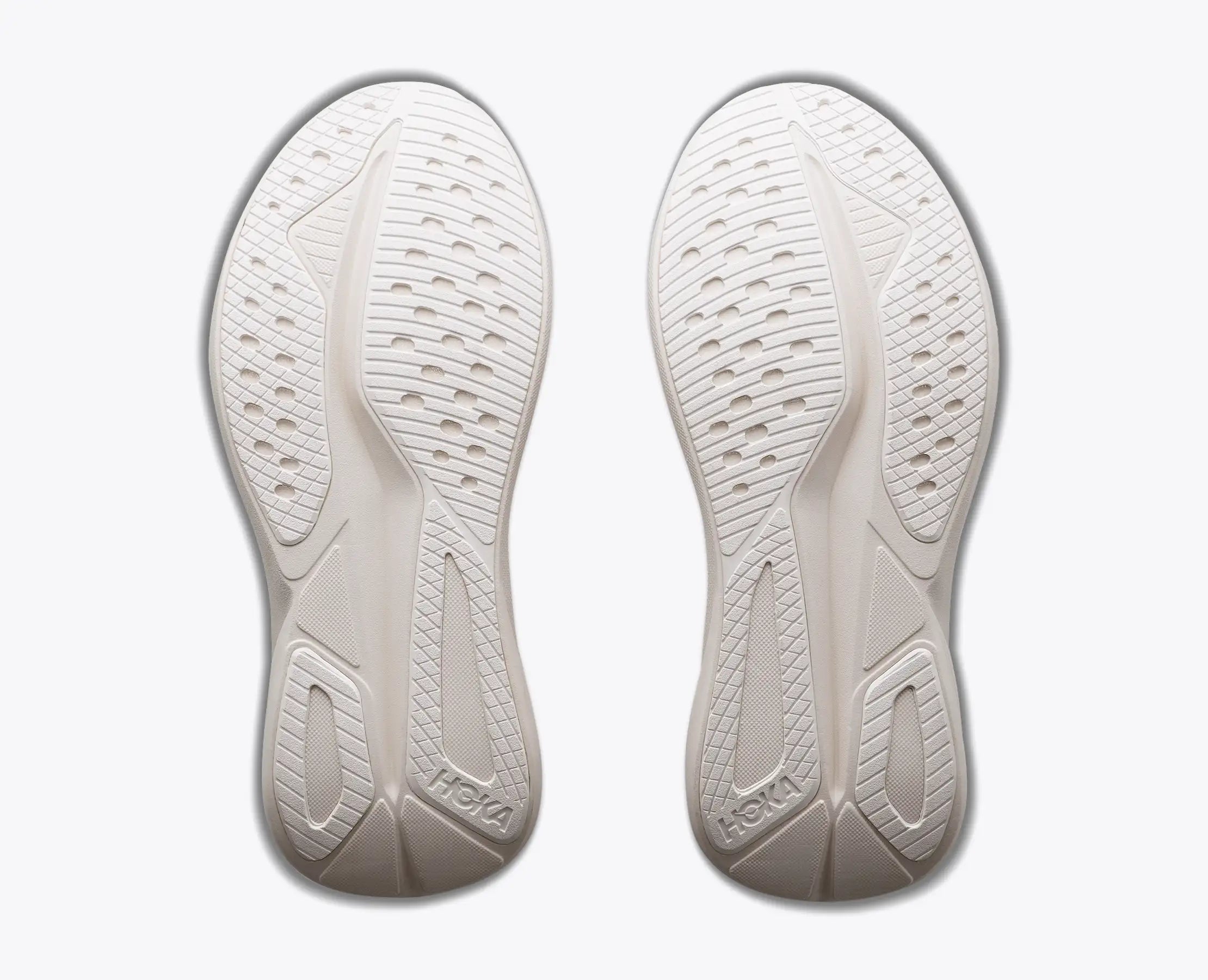 hoka mach 7, fast lightweight everyday running shoe with cushioning, white sole of shoe