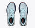 hoka mach x 3 womens, lightweight pebax plated speed training and racing shoe, light blue with navy blue and white details, top of shoe
