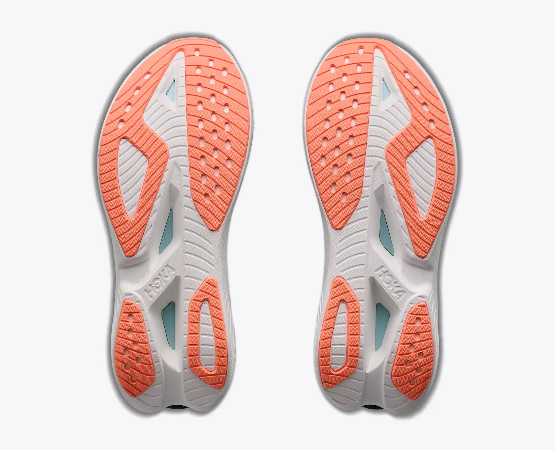 hoka mach x 3 womens, lightweight pebax plated speed training and racing shoe, light blue with navy blue and white details,  sole of shoe