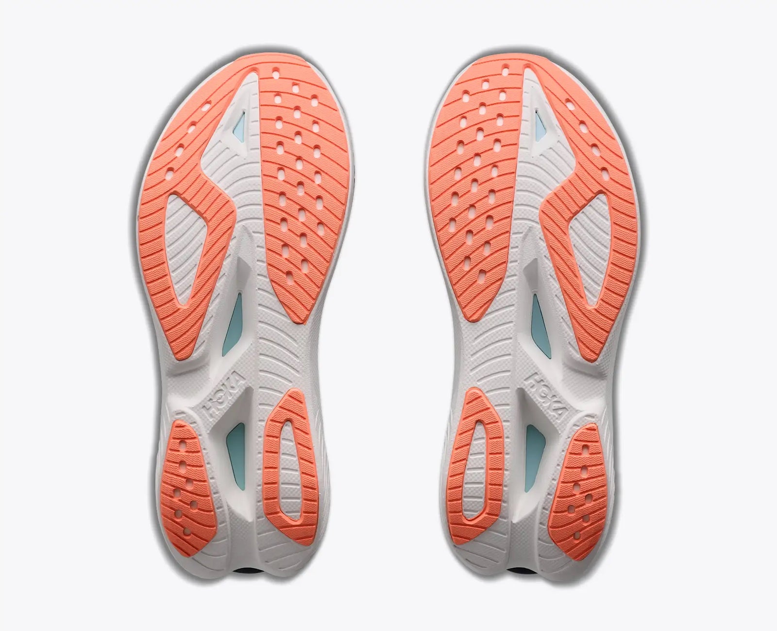 hoka mach x 3 womens, lightweight pebax plated speed training and racing shoe, light blue with navy blue and white details,  sole of shoe