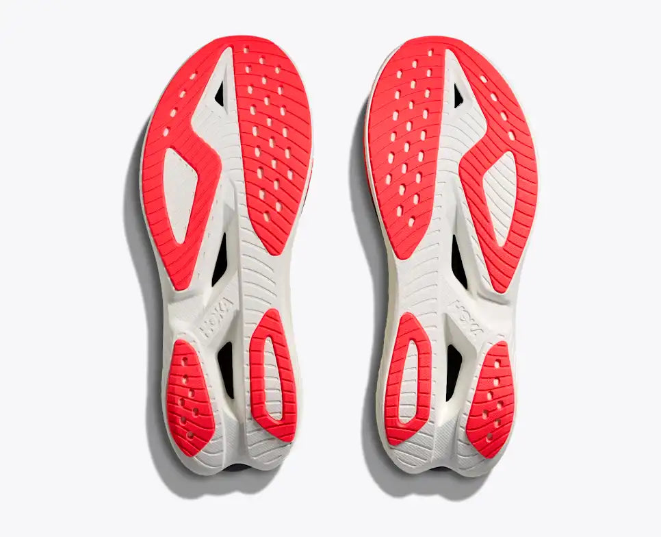 hoka mach x 3 for men, pebax plated speed and tempo road running shoe for training runs, sole of shoe
