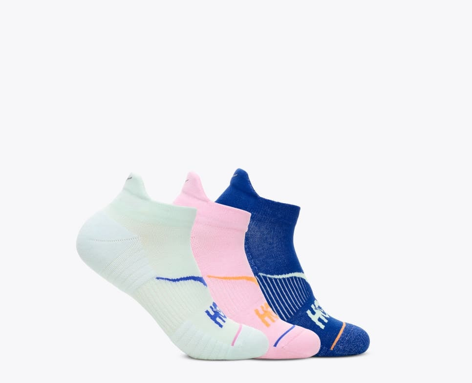Hoka No-Show Run Sock 3-Pack Unisex Aqua Pink Ultra Marine side profile