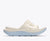hoka ora recovery slide for all gender, comfortable and supportive slider for after run recovery, cream colour, side profile of ora slide on a white background