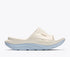 hoka ora recovery slide for all gender, comfortable and supportive slider for after run recovery, cream colour, side profile of ora slide on a white background