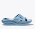 hoka ora recovery slide for all gender, comfortable and supportive slider for after run recovery, light blue colour, side profile of ora slide on a white background