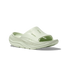 hoka ora recovery slide for all gender, comfortable and supportive slider for after run recovery, light green colour, side profile of ora slide on a white background