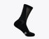 Lightweight race day run sock from Hoka, with breathable mesh panels, black colour, hoka logo at back