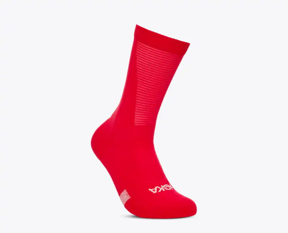 Hoka race day crew run sock, logo on foot