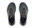 hoka rocket x 3, carbon plated running shoe for all gender, black with neon details, overhead profile of both shoes on a white background