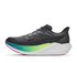 hoka rocket x 3, carbon plated running shoe for all gender, black with neon details, side profile of shoe on a white background
