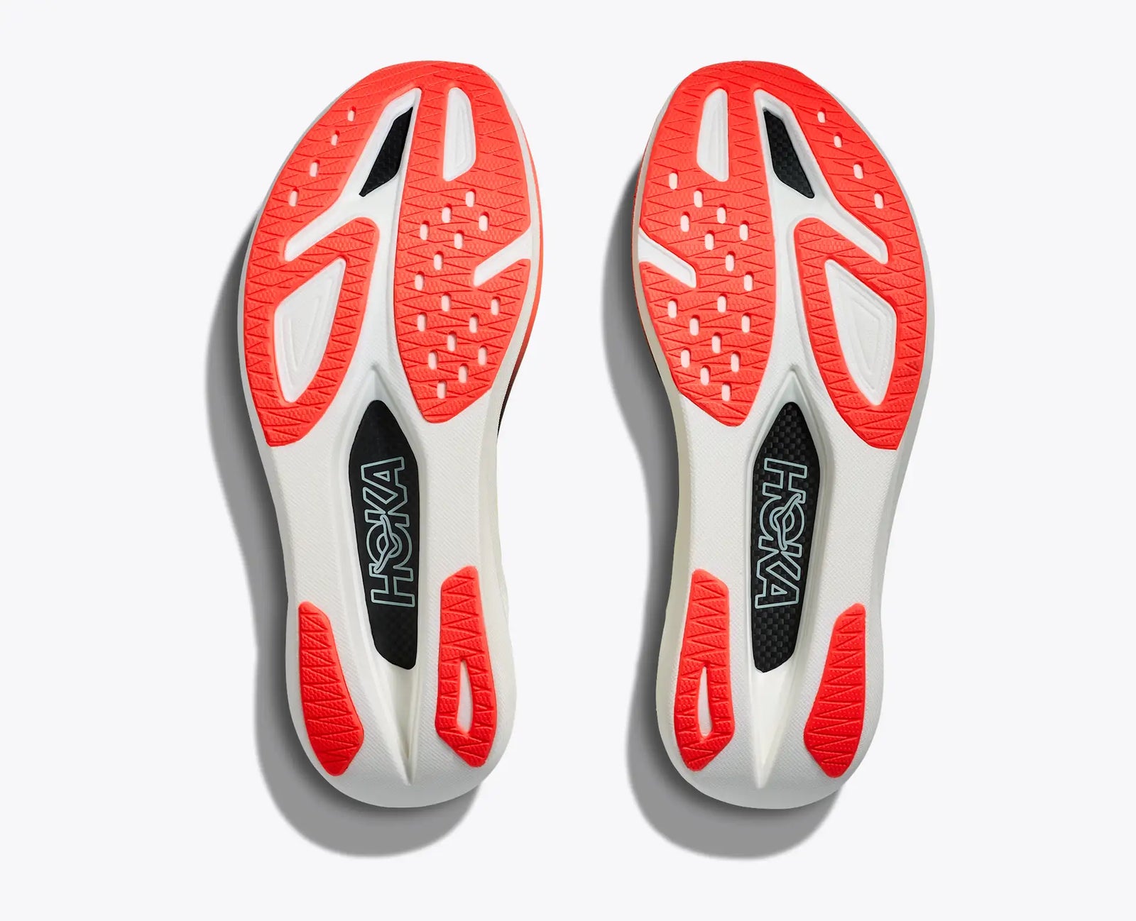 soles of the hoka rocket x3 running shoe