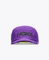 hoka running cap for all gender, lightweight breathable running cap, light purple and black, front of hat