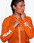 hoka skyflow jacket for women electric tangerine colour close up top