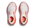 Hoka skyward x for women, super cushioned carbon plated running shoe, white colour with orange and pink details, top dow view of shoes