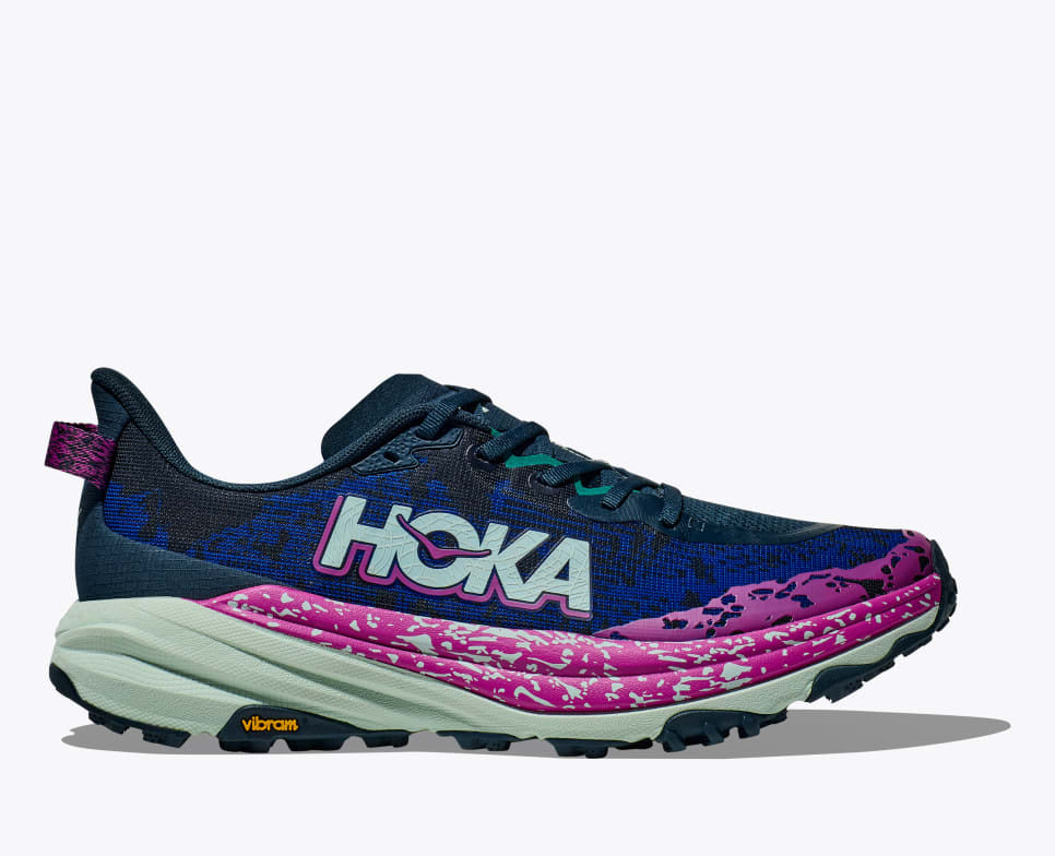 hoka speedgoat 6 for men who trail run blue colour