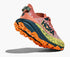 orange hoka running shoe with yellow and black details and black hoka logo