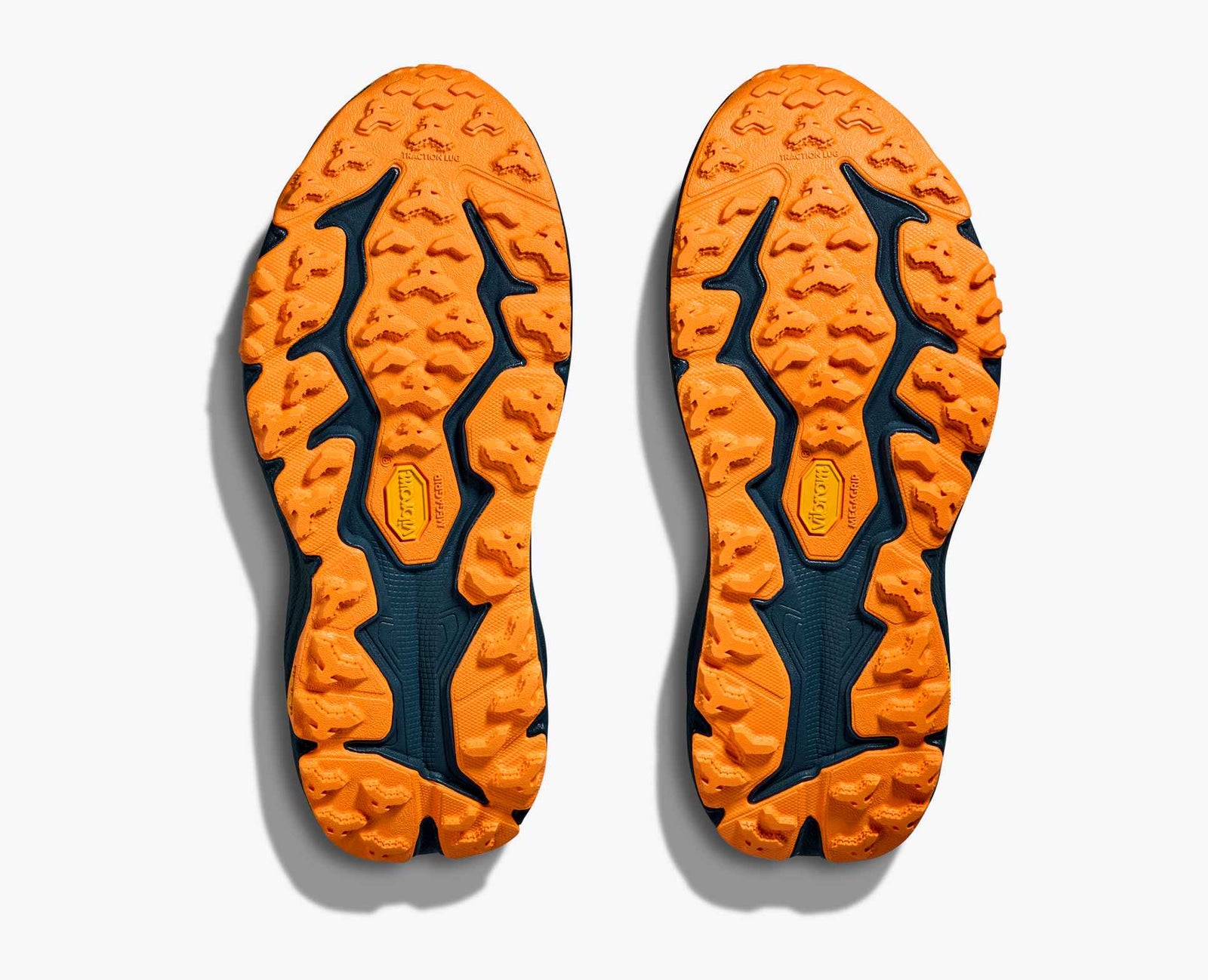 orange sole of hoka speedgoat running shoe 