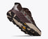 hoka speedgoat gtx 7 mens, waterproof technical trail shoe, brown with tan details, lifted heel of shoe
