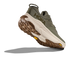 Dark green hoka hiking shoe with cream and brown sole
