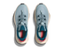 Light blue hoka hiking trail shoe for women with cream sole and red details overview