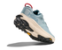 Light blue hoka hiking trail shoe for women with black and cream sole