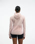 hoka womens skyglow half zip running top, short zip water resistant stretchy hooded top, front view of top in a pink colour