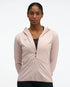 hoka womens skyglow half zip running top, short zip water resistant stretchy hooded top, front view of top in a pink colour
