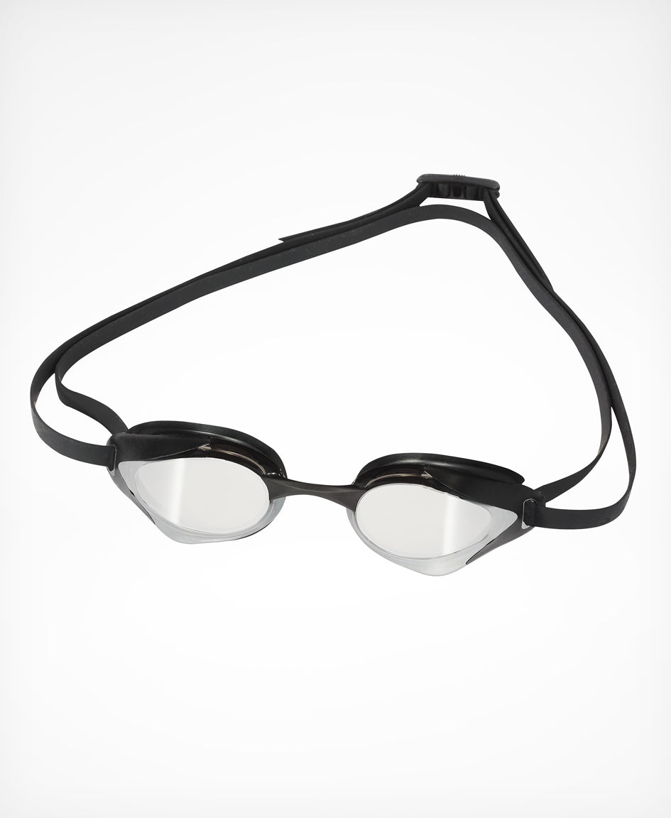 huub eternal swimming race goggle for pool and open water swimming with clear lens and black strap, goggle and strap 