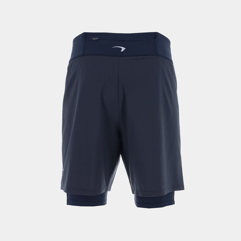 Mens Inov-8 Airlite 2 in 1 shorts, featuring a rear zipped pocket allows you to store your valuables and reflective logos on the front and back of the short aid your visibility to others in low light