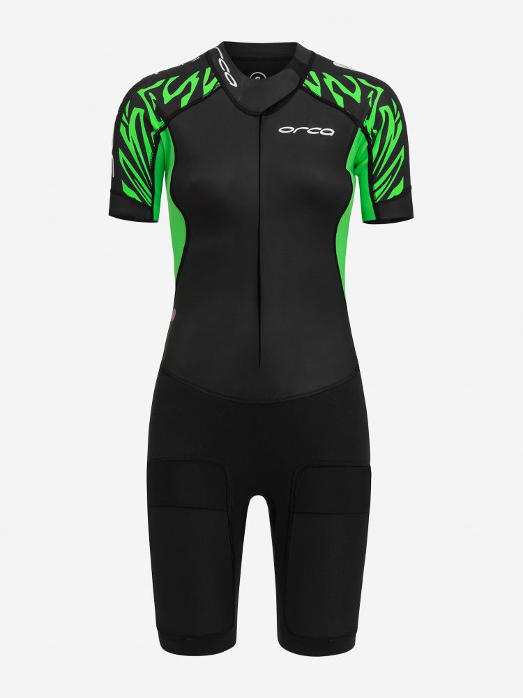 Orca Swimrun Core Ladies shorty swimming wetsuit, black and green