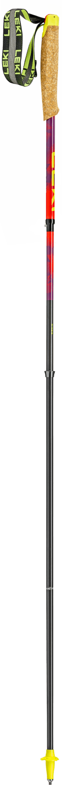 leki neotrail pro fx one superlite trail running poles, super lightweight collapsible trail poles, red and black with cork handle and neon tip
