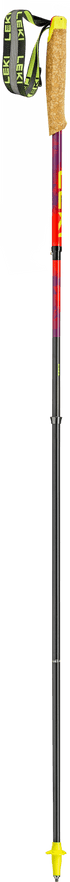 leki neotrail pro fx one superlite trail running poles, super lightweight collapsible trail poles, red and black with cork handle and neon tip