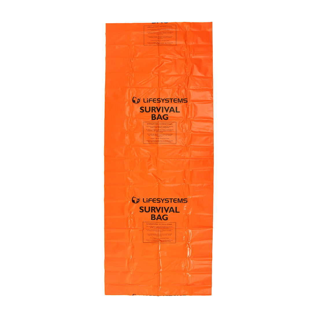 Orange survival bag with 'Lifesystems' branding on a white background