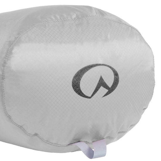 lifeventure ultralight dry bag, 15 litre capacity, grey colour, close up of lifeventure logo on a white background