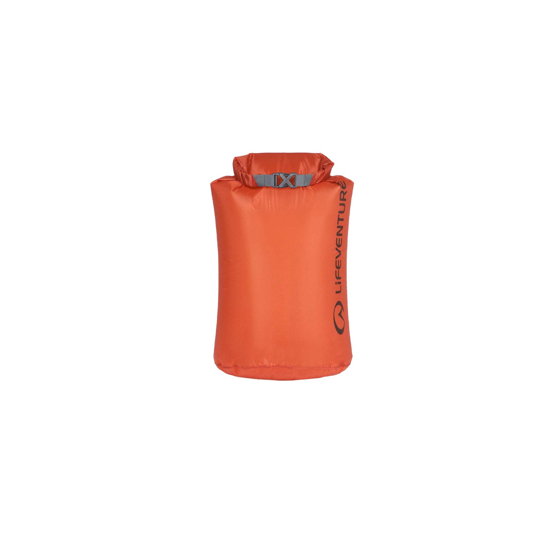 lifeventure ultralight dry bag, 5 litre capacity, waterproof and durable storage bag, red rust colour, shown on a white background