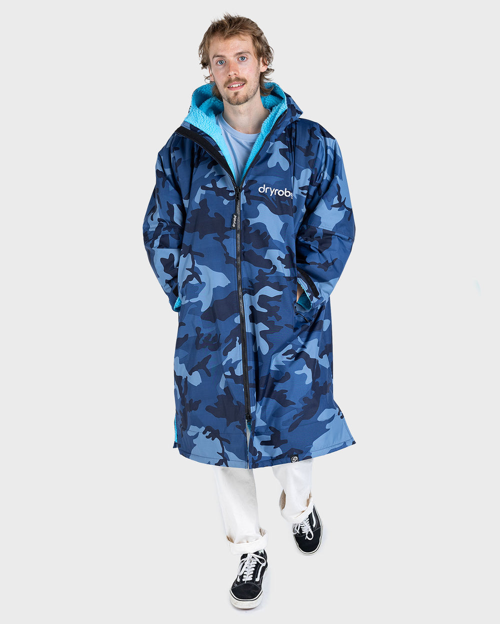 dryrobe Advance Long Sleeve Blue Camo / Blue warm up after your swim
