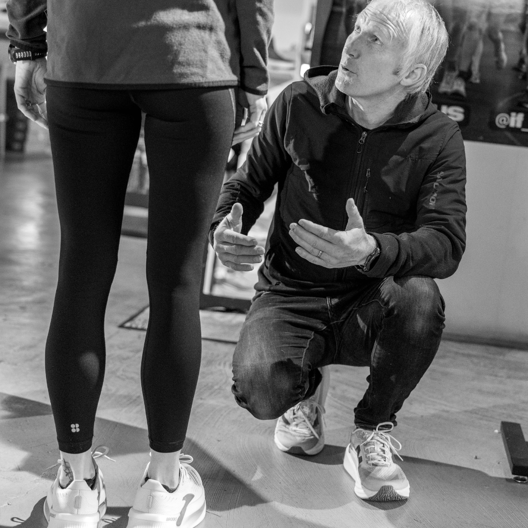 Mark advising customer on running shoe purchase at The Sports Room Wicklow