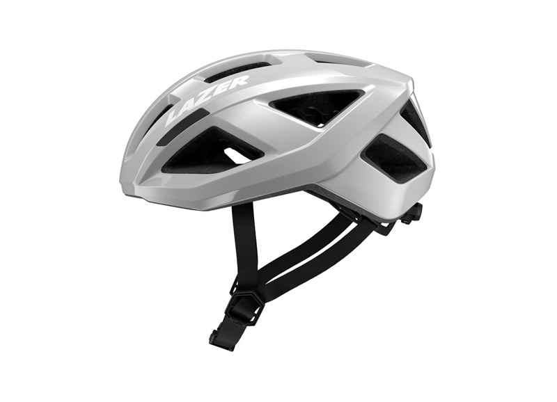 lazer tonic kineticore helmet ice grey, everyday cycling helmet with great breathability, light grey colour, outside profile of hat