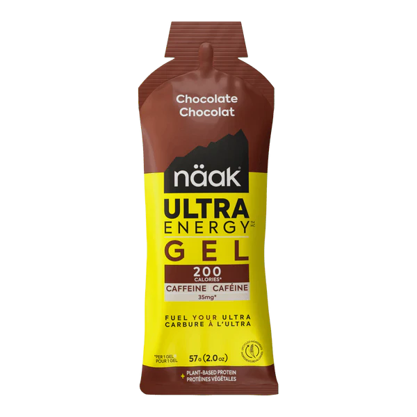 naäk caffeine Ultra Energy Gel chocolate flavor on a white background