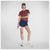 woman wearing nb athletics run tee in washed burgundy colour, 