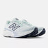 nb 880v15 for women, cushioned neutral running shoe, light pastel blue with white sole, side profile of both shoes